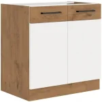 Niki 30. konyha 80 D 2F BB 80x82x52cm fényes fehér/lancelot tölgy (munkalap nélkül) Szezonális akció